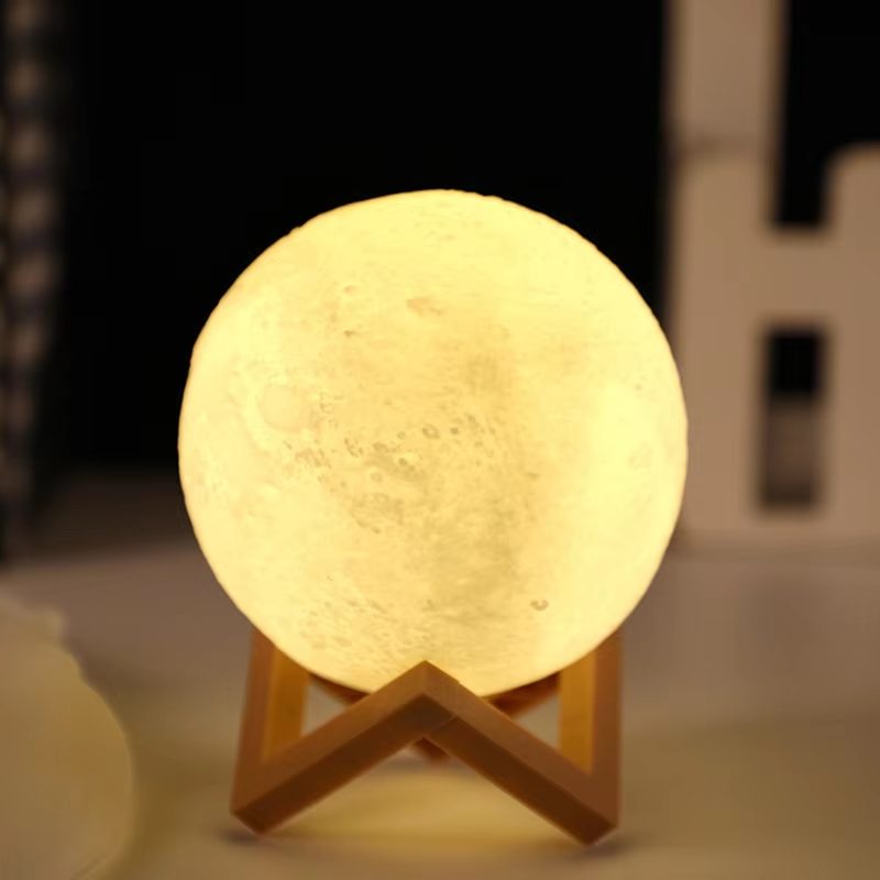 LED Night Lamp Moon Ball Luminous Battery Model DIY Planet Lamp Wooden Stand Moon Lamp Perfect Gift 4