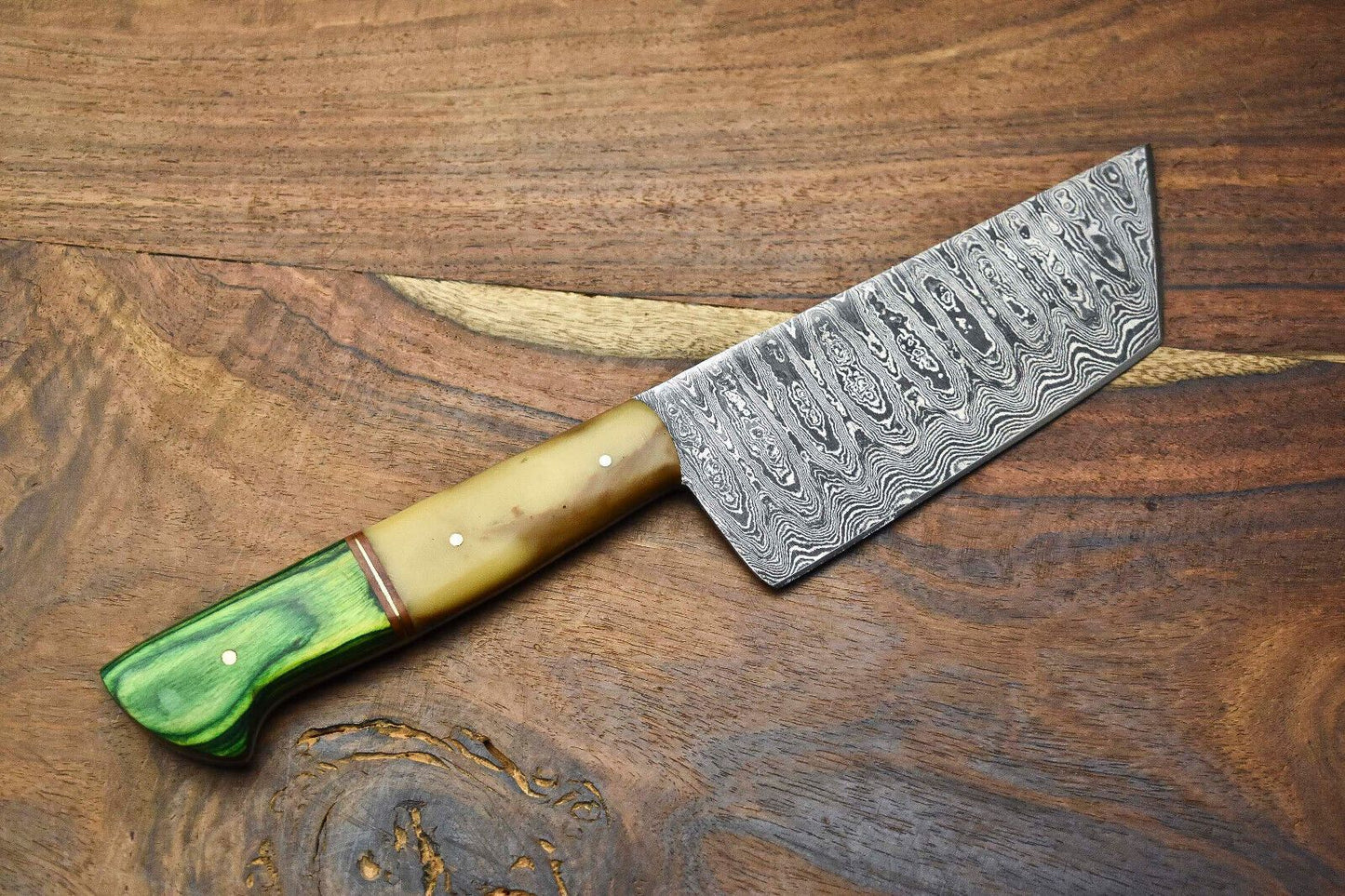 Damascus Fillet Knife  512Layer Forged Blade With Polished Pakka Wood Handle 1