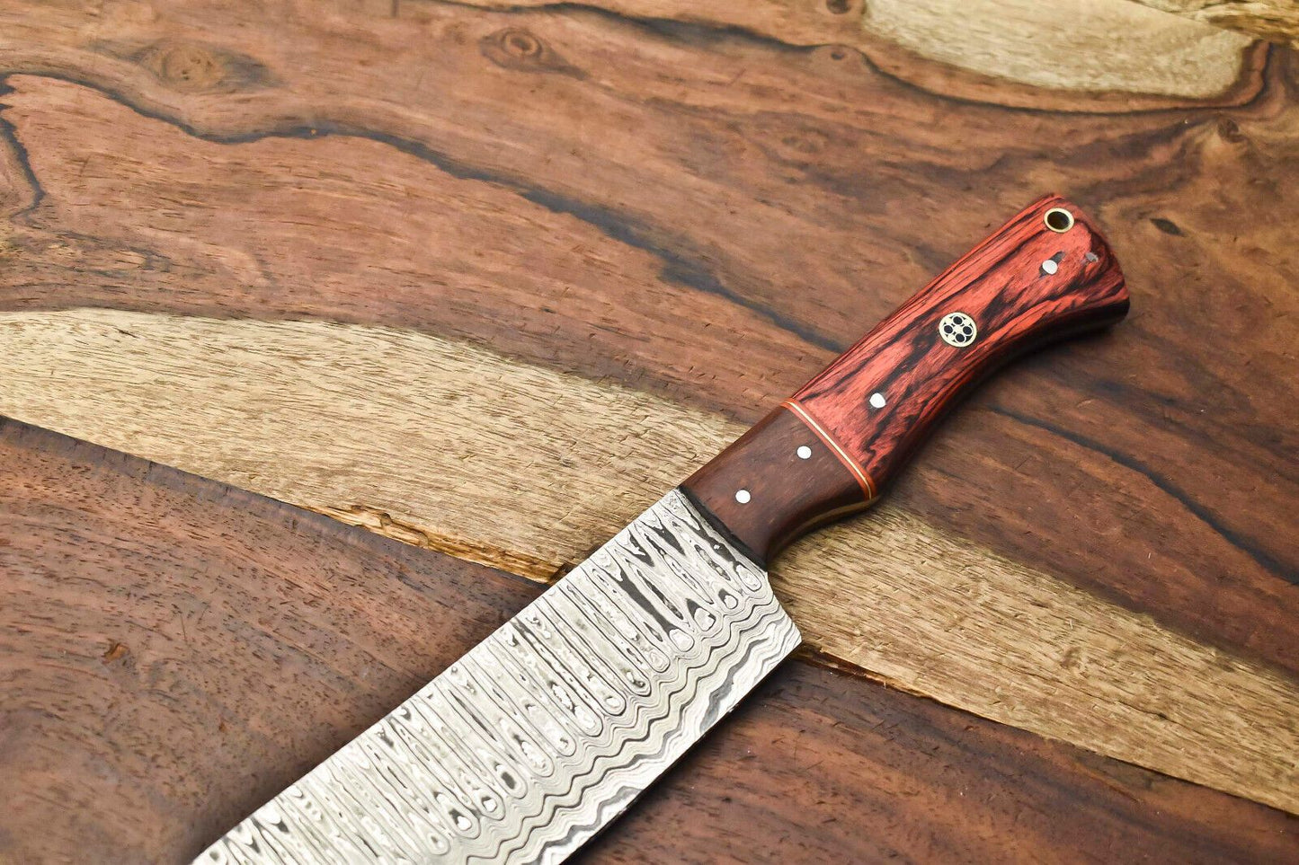 Custom Forged Damascus Kitchen Knife  Elegant Fillet Knife With Ergonomic Wood Handle 1