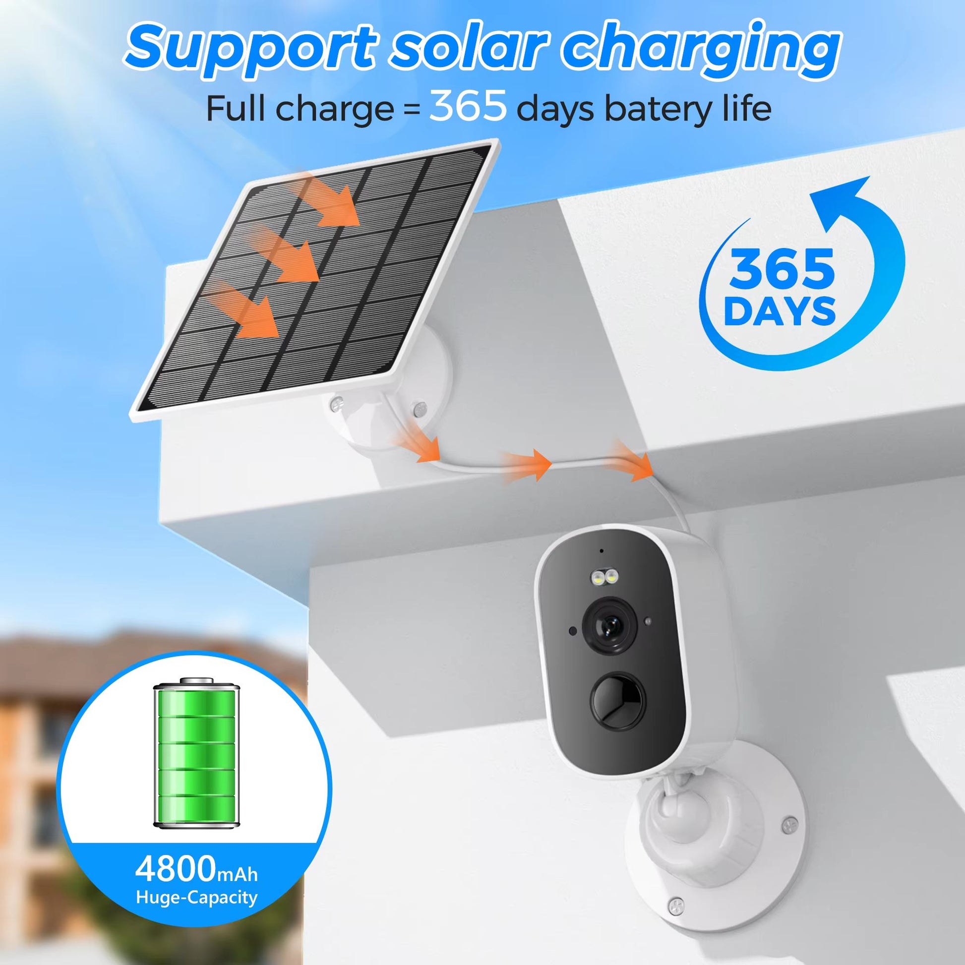 1080P Solar WiFi Outdoor Security Camera With Motion Detection  TwoWay Audio 1