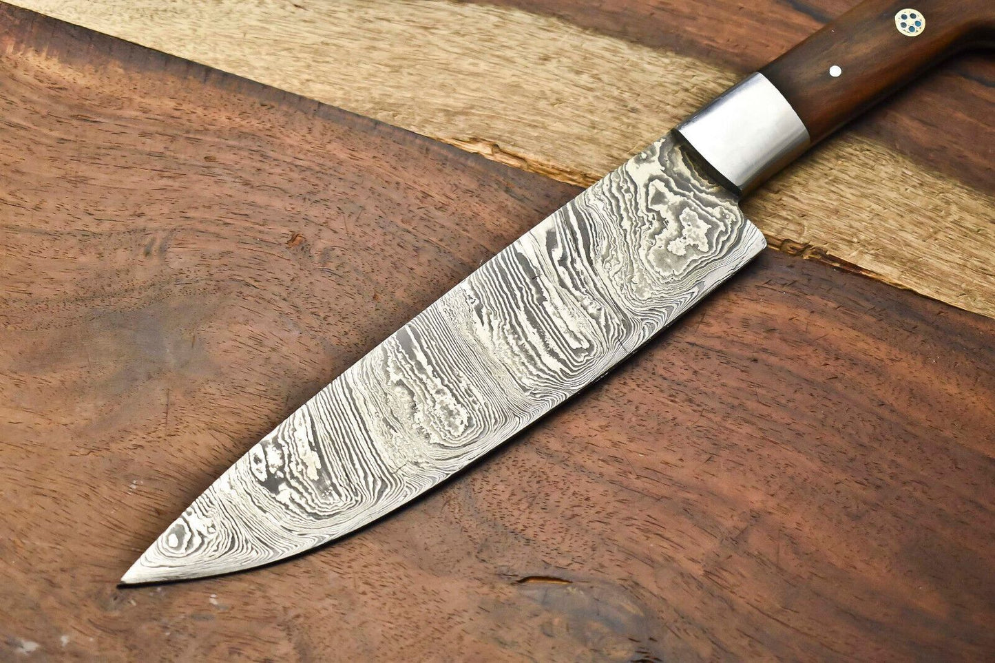 Custom Forged Damascus Steel Fillet Knife  Handmade Chef Knife With Premium Pakka Handle 2