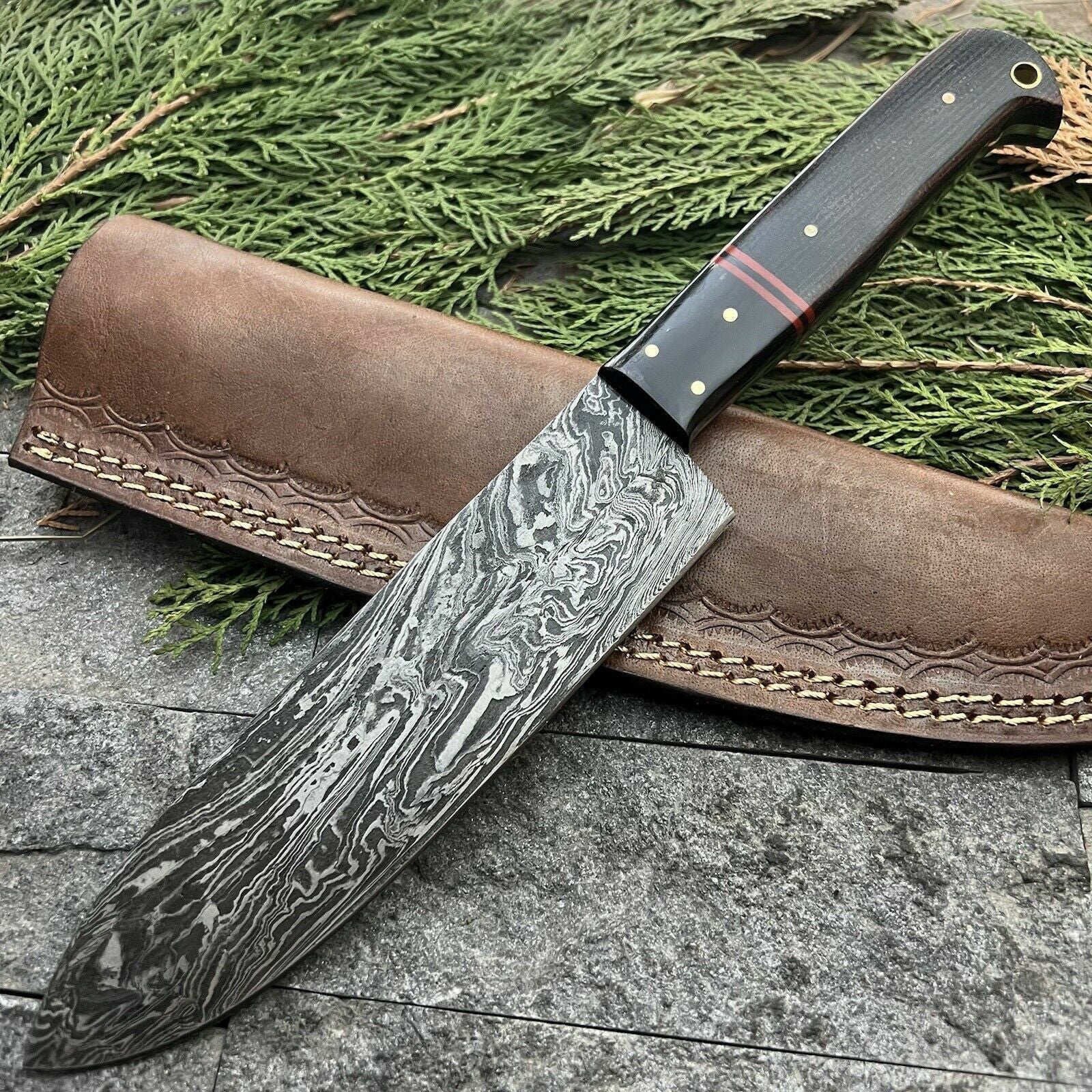 Authentic Damascus Steel Fillet Knife | 12" Handmade Chef Knife with Full Tang Design