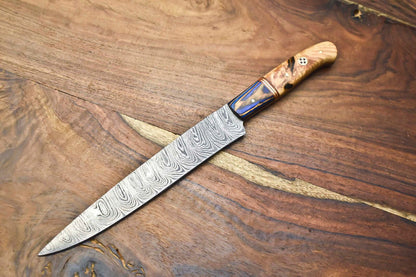 Exclusive Handmade Damascus Fillet Knife | Forged 512-Layer Blade with Wooden Handle