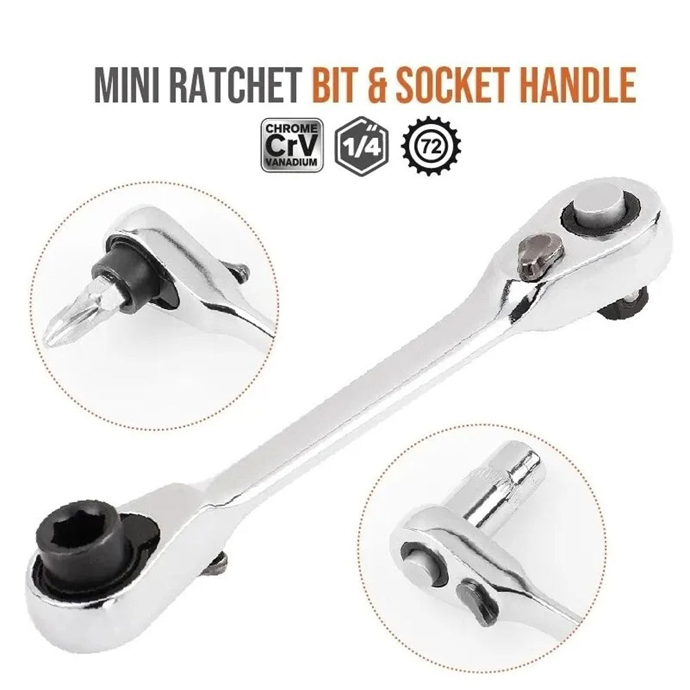 Double Ended Quick Socket Ratchet Wrench Mini 14 Inch 72 Tooth Screwdriver Hex Torque Wrenches Hand 1