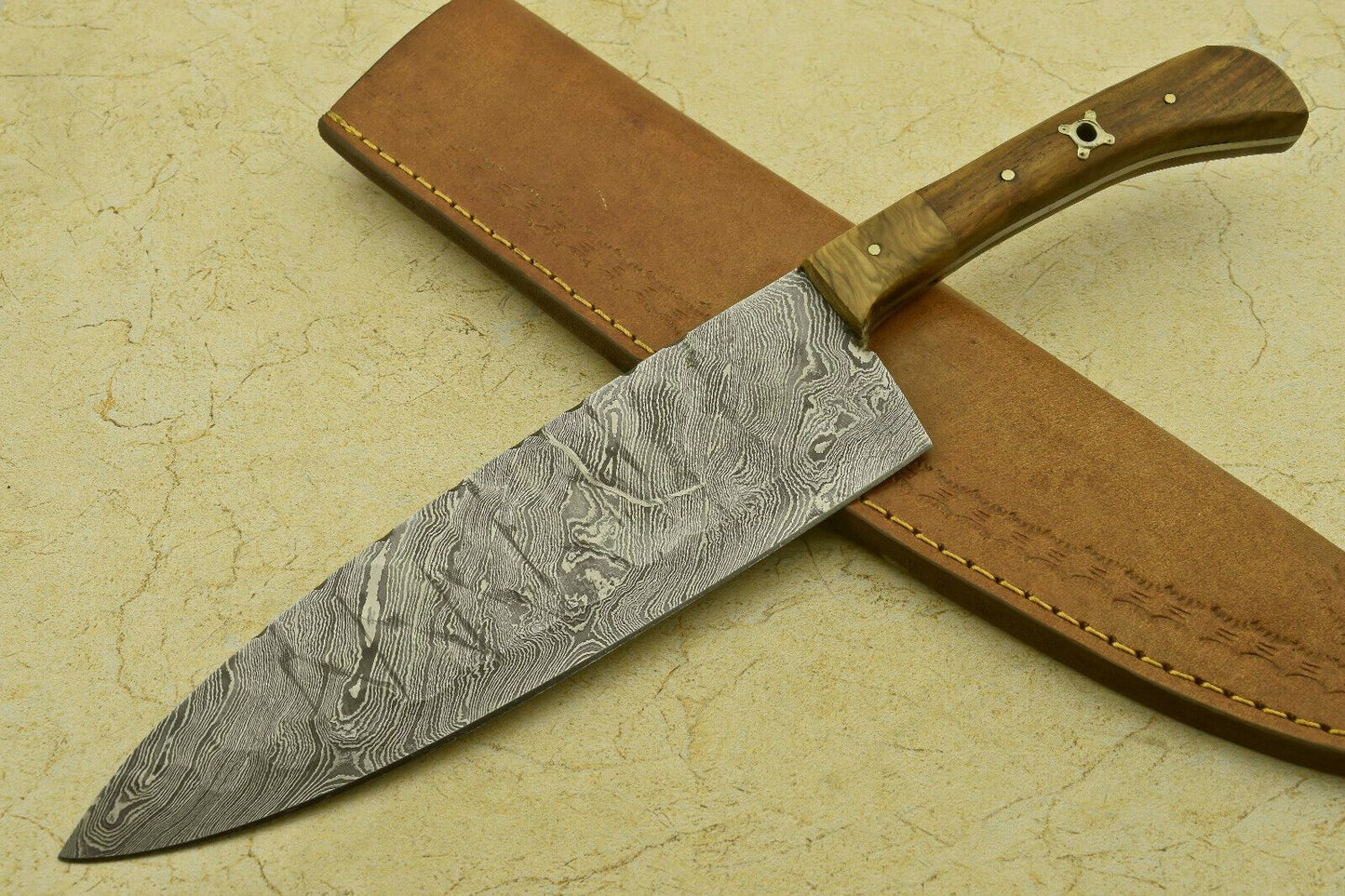 Damascus Steel Fillet Knife | 12" Handmade Chef Knife with Full Tang Design
