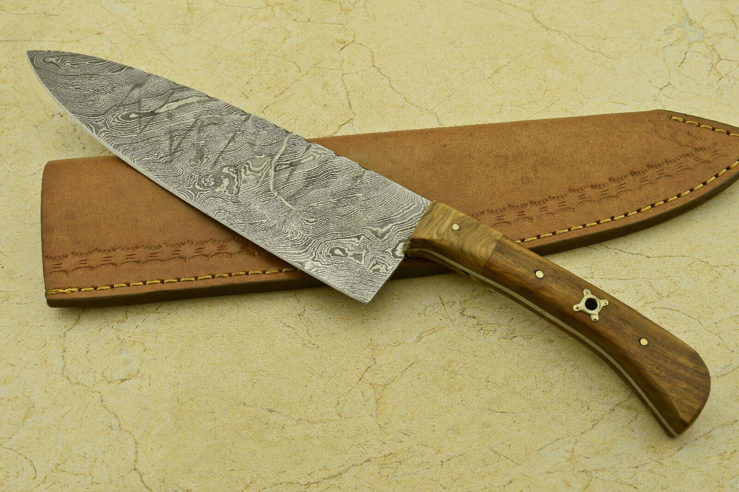 Damascus Steel Fillet Knife  12 Handmade Chef Knife With Full Tang Design 1