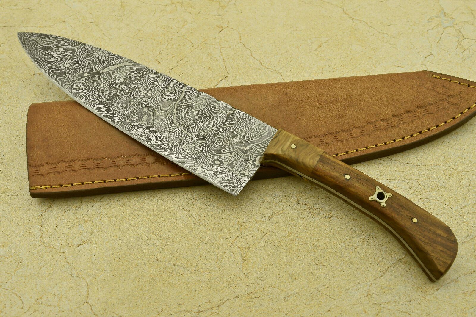 Damascus Steel Fillet Knife  12 Handmade Chef Knife With Full Tang Design 1