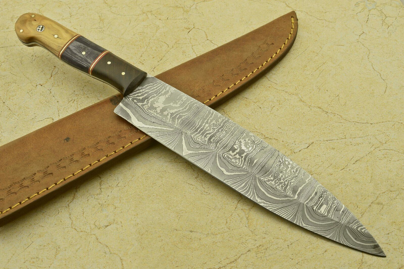 Handmade Damascus Fillet Knife  Forged 512Layer Blade With Wooden Handle 2
