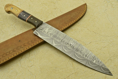 Handmade Damascus Fillet Knife  Forged 512Layer Blade With Wooden Handle 2