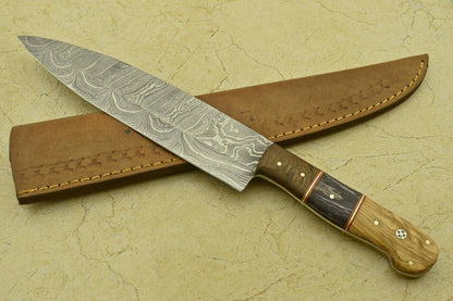 Handmade Damascus Fillet Knife  Forged 512Layer Blade With Wooden Handle 3