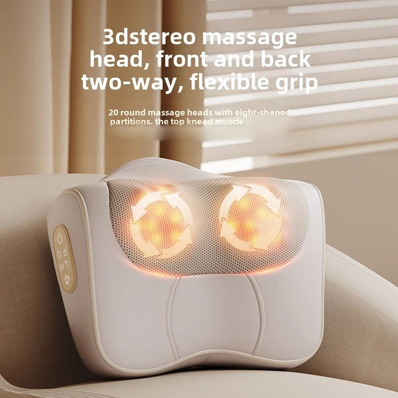 Multi Function Shiatsu Massage Pillow, Heated Massager for Neck Back Shoulder, Finger Relaxation Cushion for Home Office