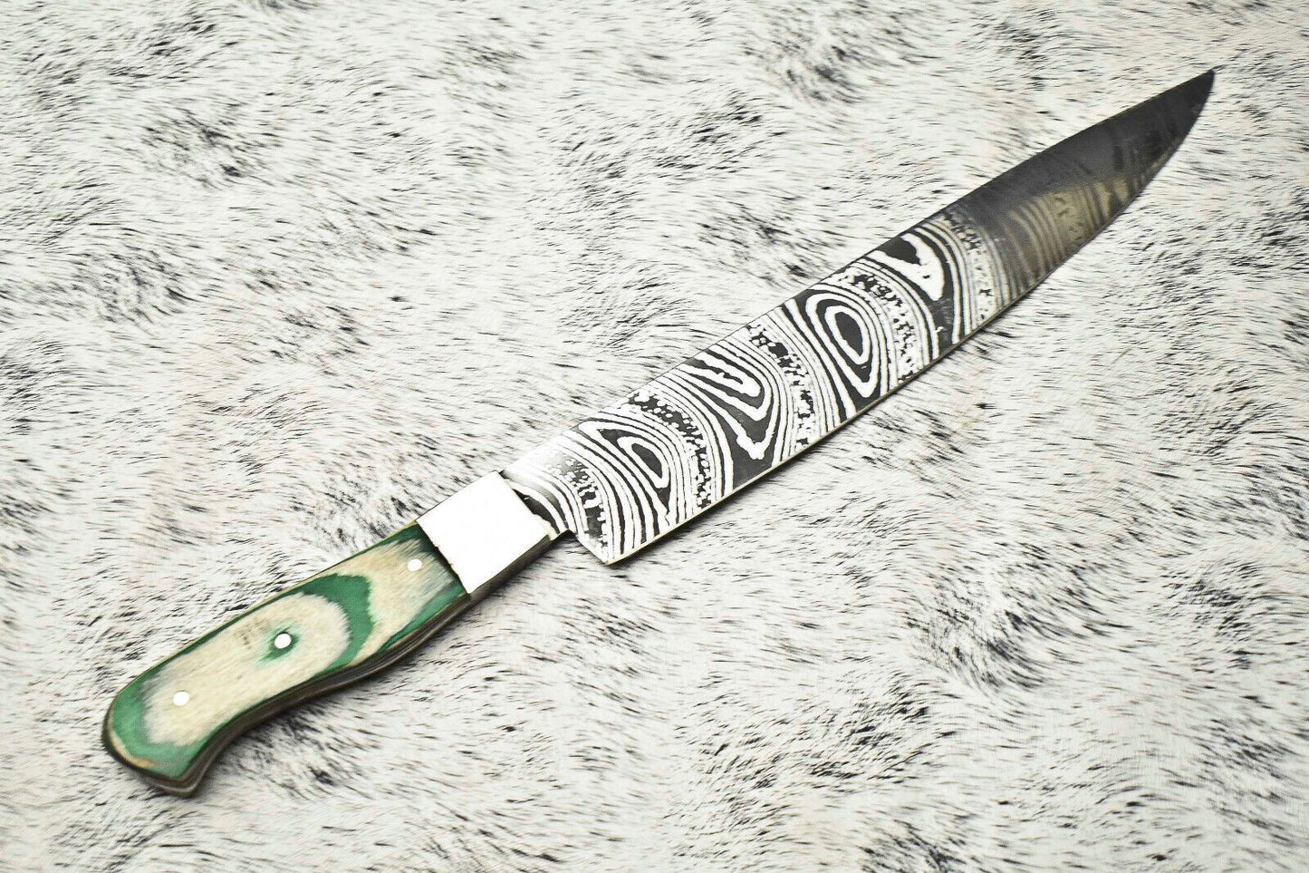 Handcrafted Damascus Steel Fillet Knife  Full Tang Kitchen Knife With Steel Bolster 1