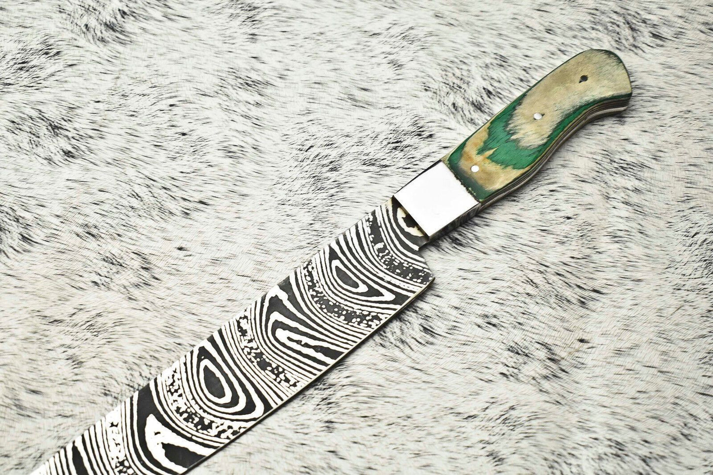 Handcrafted Damascus Steel Fillet Knife  Full Tang Kitchen Knife With Steel Bolster 2