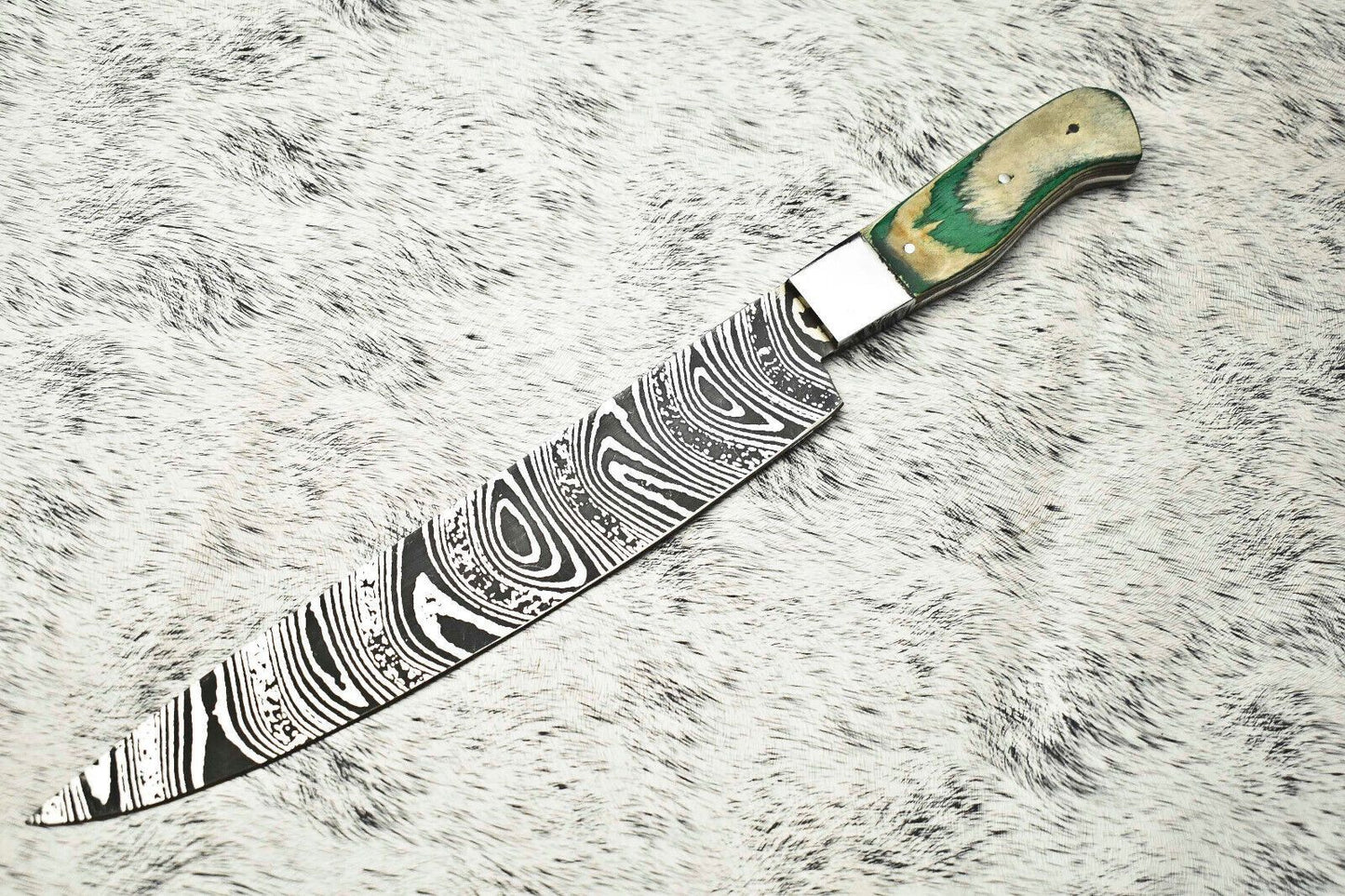 Handcrafted Damascus Steel Fillet Knife | Full Tang Kitchen Knife with Steel Bolster