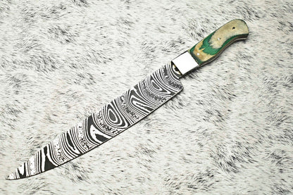 Handcrafted Damascus Steel Fillet Knife | Full Tang Kitchen Knife with Steel Bolster