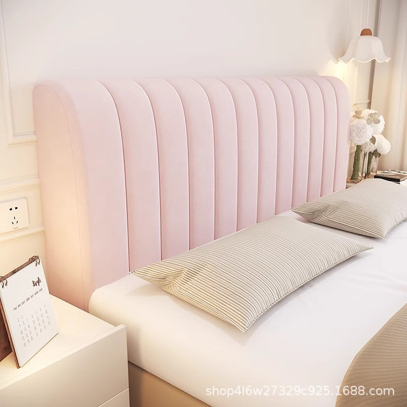 Luxury Velvet Bed Headboard Cover All Inclusive Soft Thick Dust Protector Solid Color Bedside Back  8