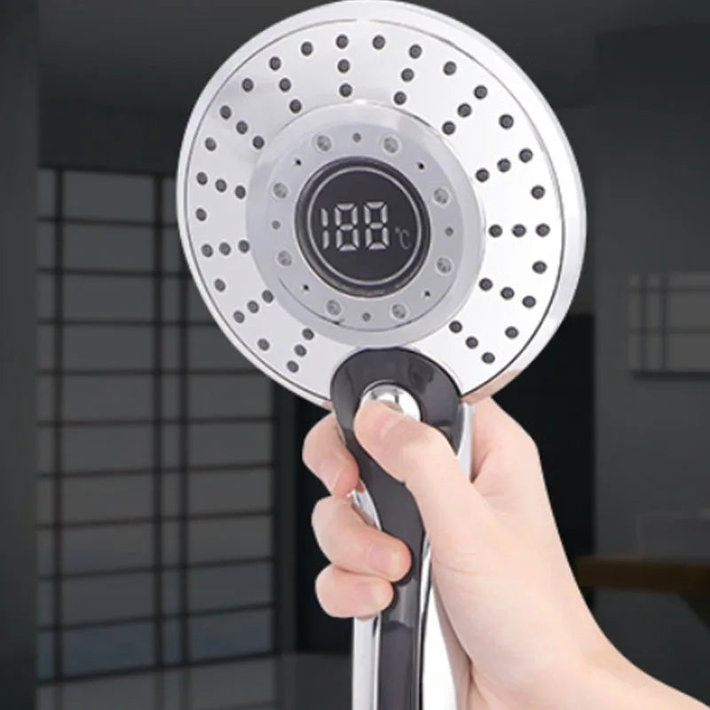 Temperature Control Shower, LED Shower Head Digital, 3 Spraying Mode, Water Saving Shower Filter, Bathroom Accessories