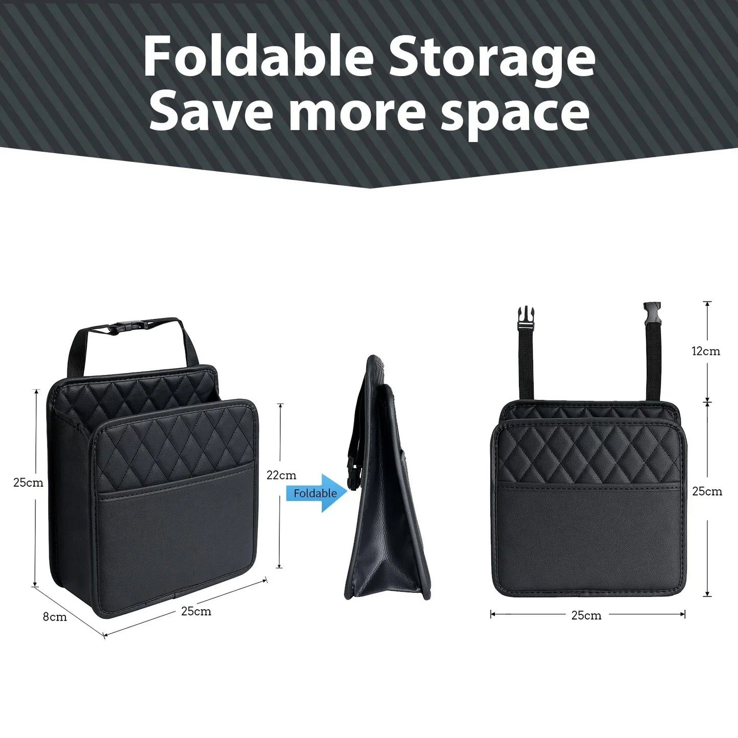 PU Leather Car Seat Organizer, Universal Storage Bag, Waterproof Multi-Pocket Back Seat Holder with Cup, Tissue