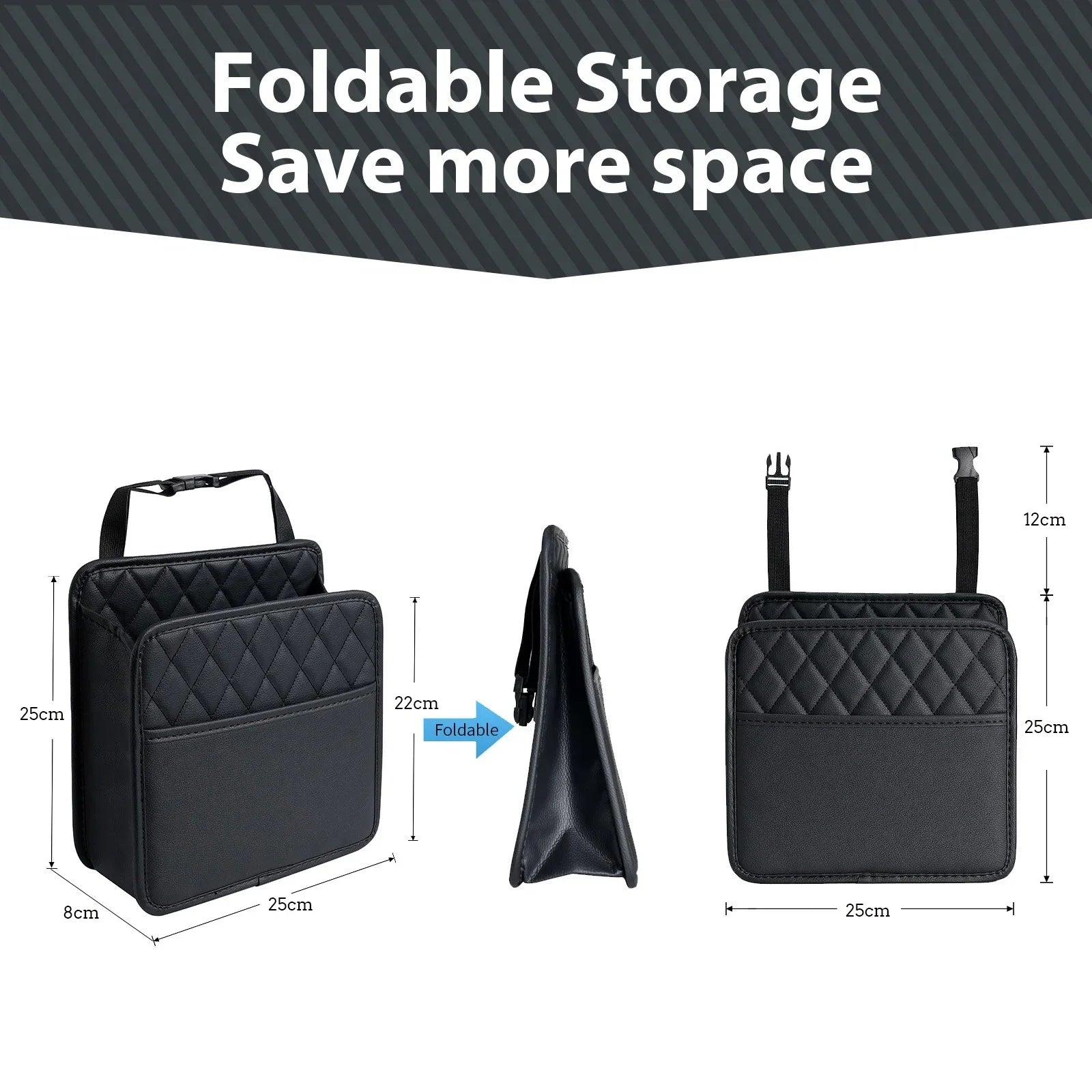 PU Leather Car Seat Organizer, Universal Storage Bag, Waterproof Multi-Pocket Back Seat Holder with Cup, Tissue