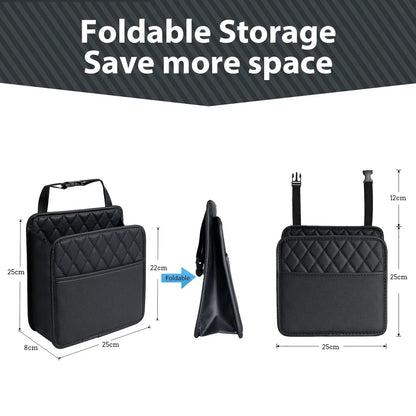 PU Leather Car Seat Organizer, Universal Storage Bag, Waterproof Multi-Pocket Back Seat Holder with Cup, Tissue