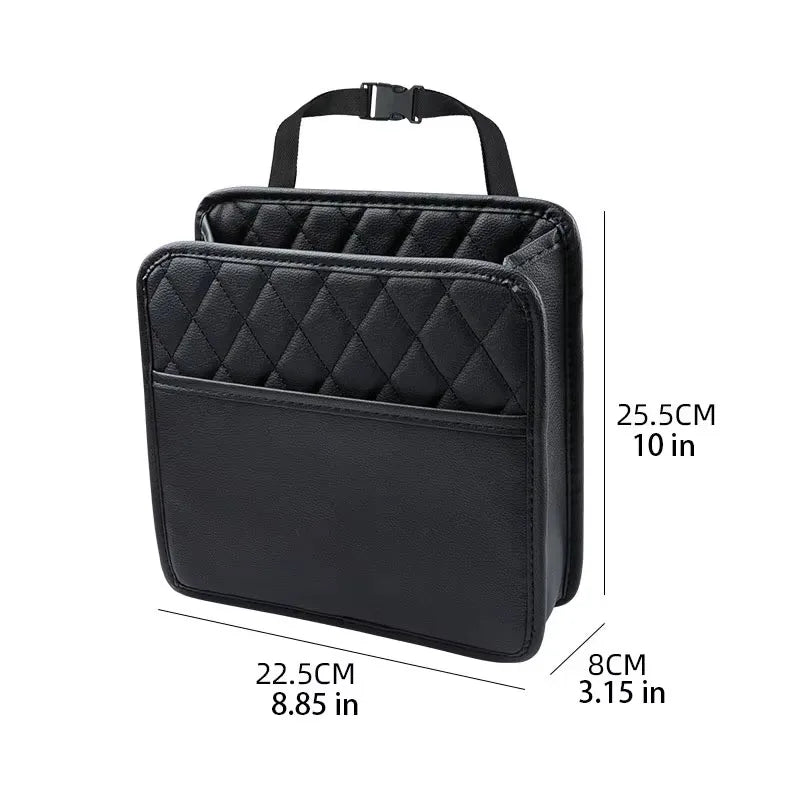 PU Leather Car Seat Organizer, Universal Storage Bag, Waterproof Multi-Pocket Back Seat Holder with Cup, Tissue