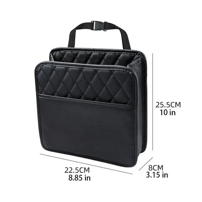 PU Leather Car Seat Organizer, Universal Storage Bag, Waterproof Multi-Pocket Back Seat Holder with Cup, Tissue