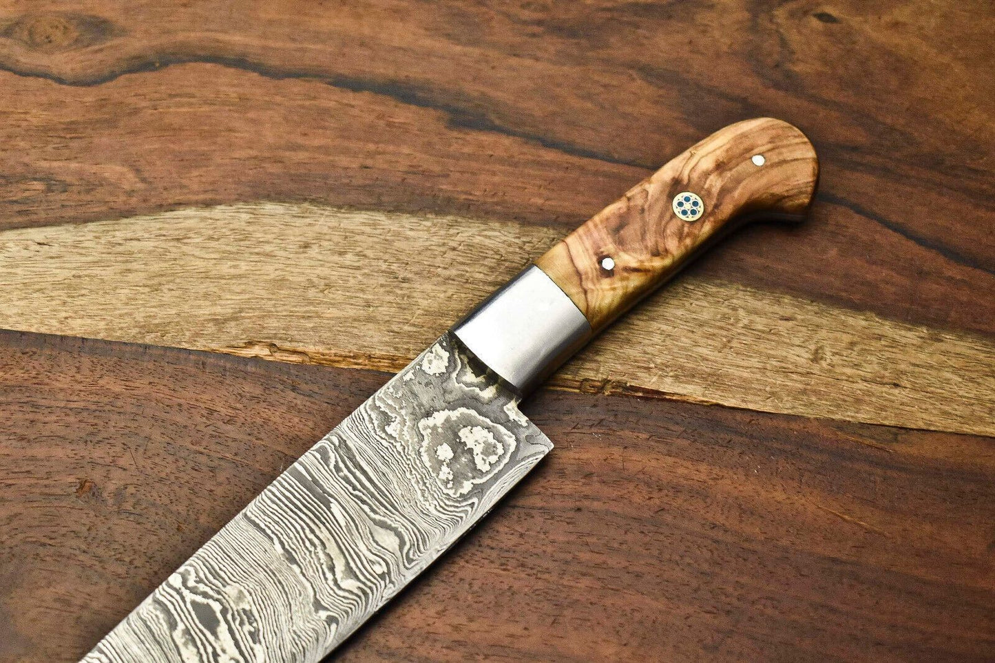 Master Forged Damascus Fillet Knife  512Layer Blade With Polished Wooden Handle 1