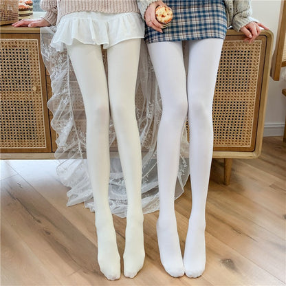 Velvet Winter Tights for Women, Opaque Black Pantyhose, Girls White Dance Tights, Lolita Stockings