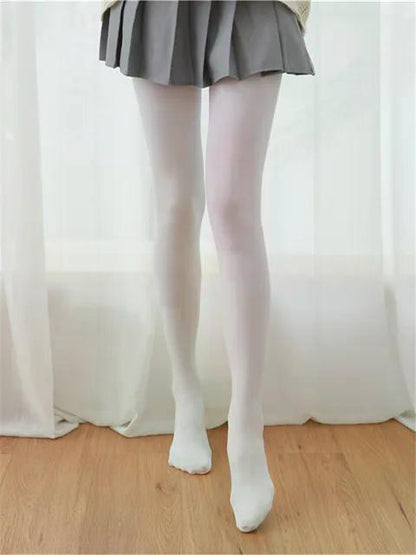 Velvet Winter Tights for Women, Opaque Black Pantyhose, Girls White Dance Tights, Lolita Stockings