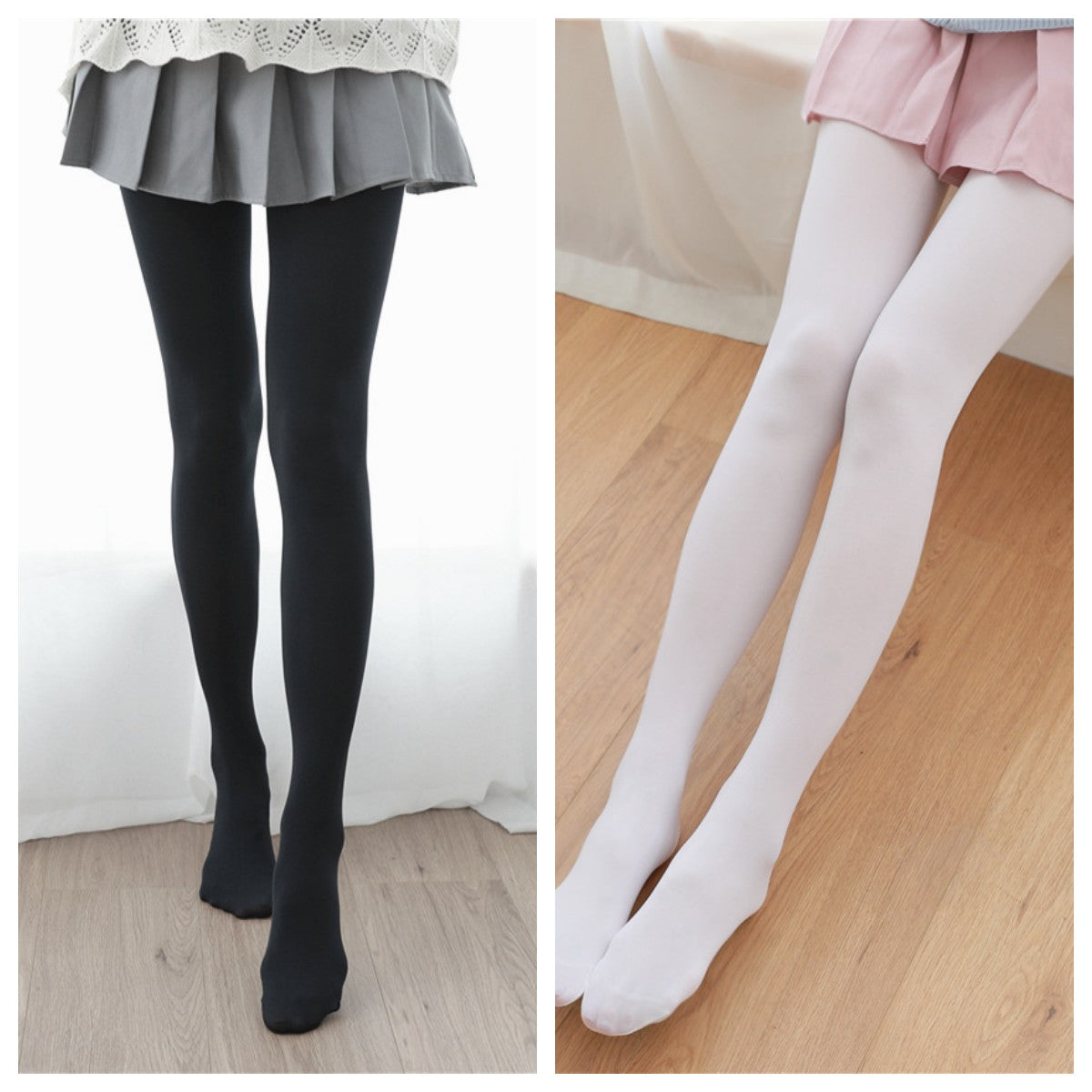 Velvet Winter Tights for Women, Opaque Black Pantyhose, Girls White Dance Tights, Lolita Stockings