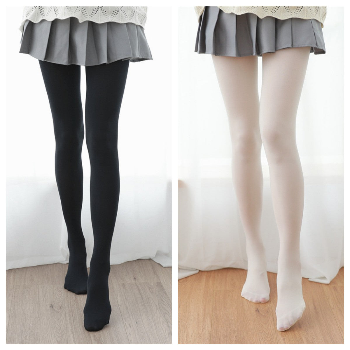 Velvet Winter Tights for Women, Opaque Black Pantyhose, Girls White Dance Tights, Lolita Stockings