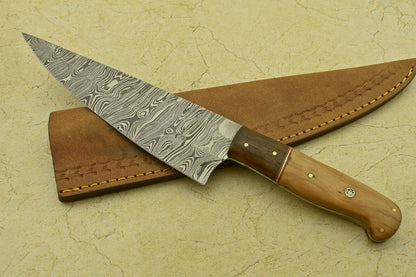 Custom Handmade Damascus Fillet Knife  Forged Steel Chef Knife With Pakka Wood Handle 1