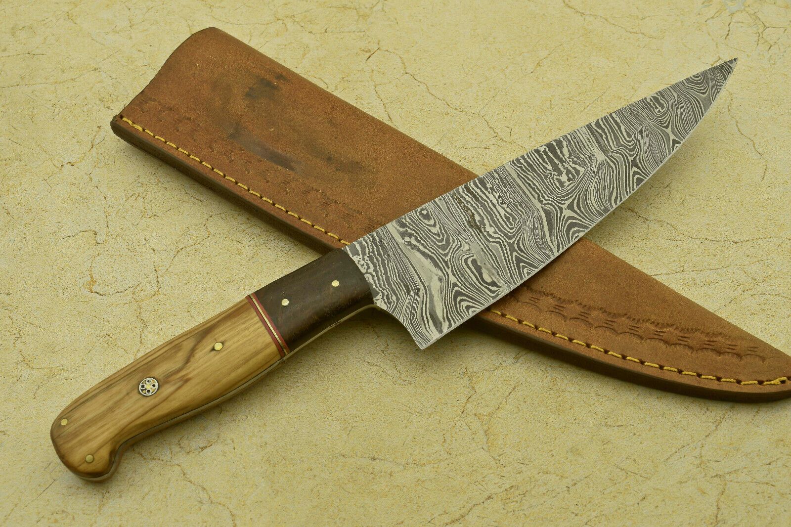 Custom Handmade Damascus Fillet Knife  Forged Steel Chef Knife With Pakka Wood Handle 2