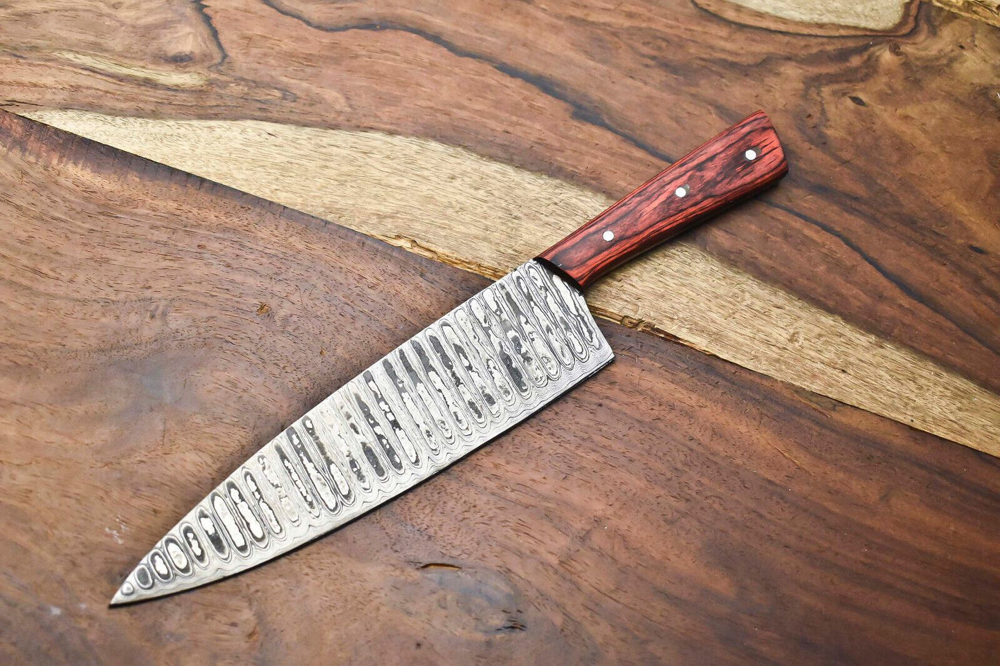 Hand Forged Damascus Steel Knife | 12" Full Tang Fillet Knife for Kitchen & Outdoor Use
