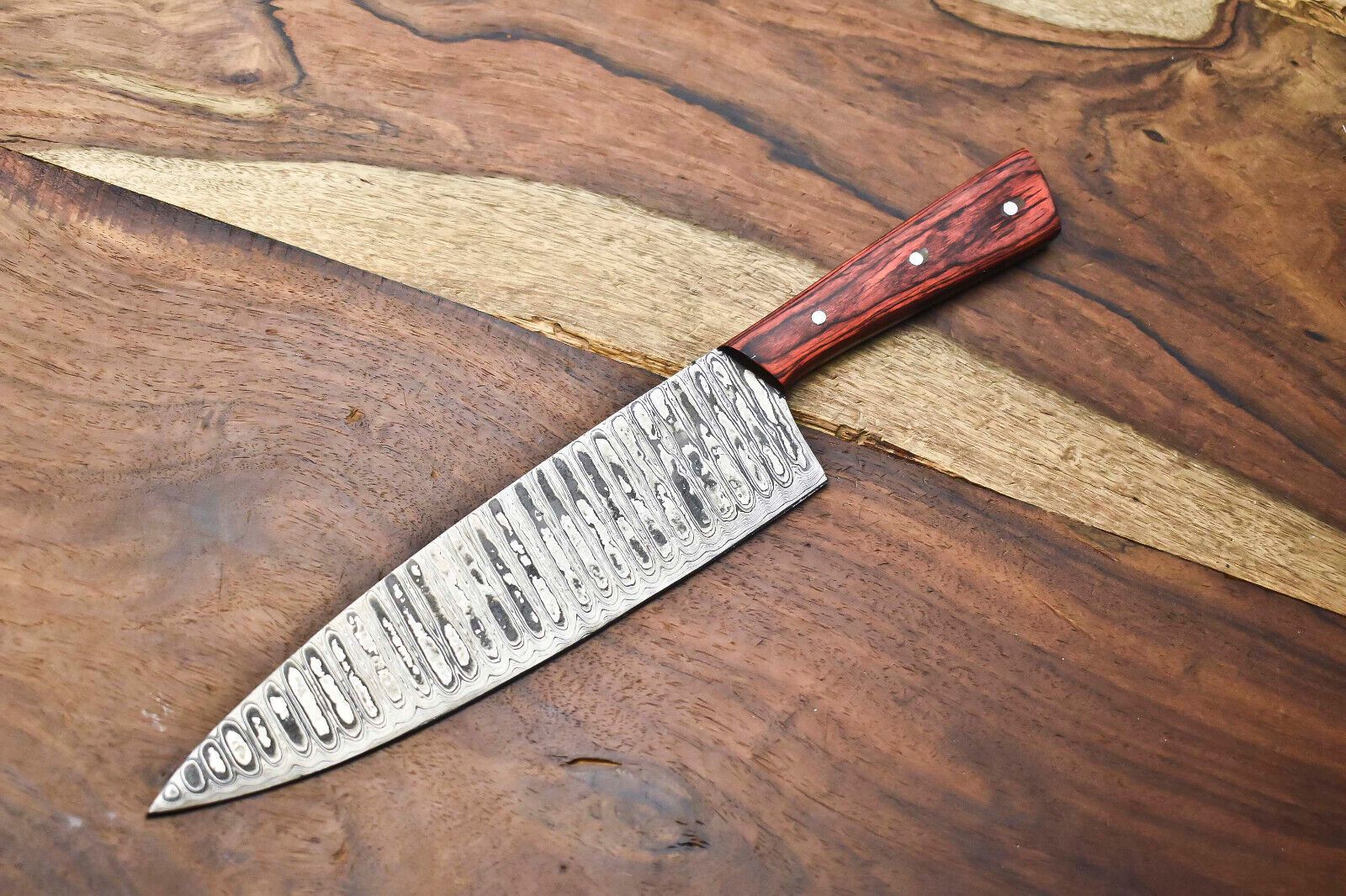 Hand Forged Damascus Steel Knife | 12" Full Tang Fillet Knife for Kitchen & Outdoor Use