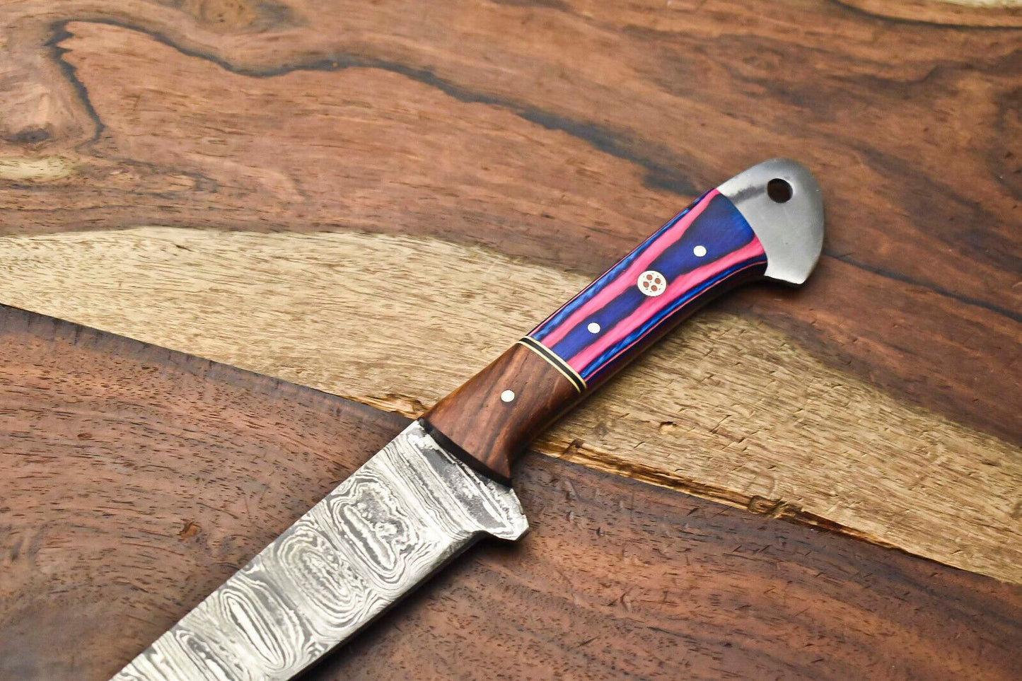 Handmade Chef Knife  Forged Damascus Steel Fillet Knife With Steel Bolster 1