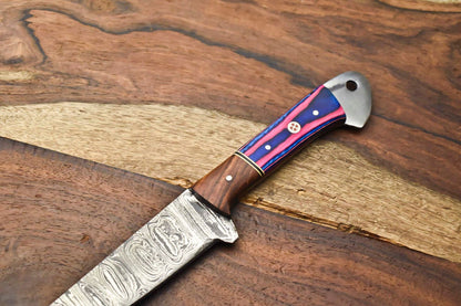 Handmade Chef Knife  Forged Damascus Steel Fillet Knife With Steel Bolster 1