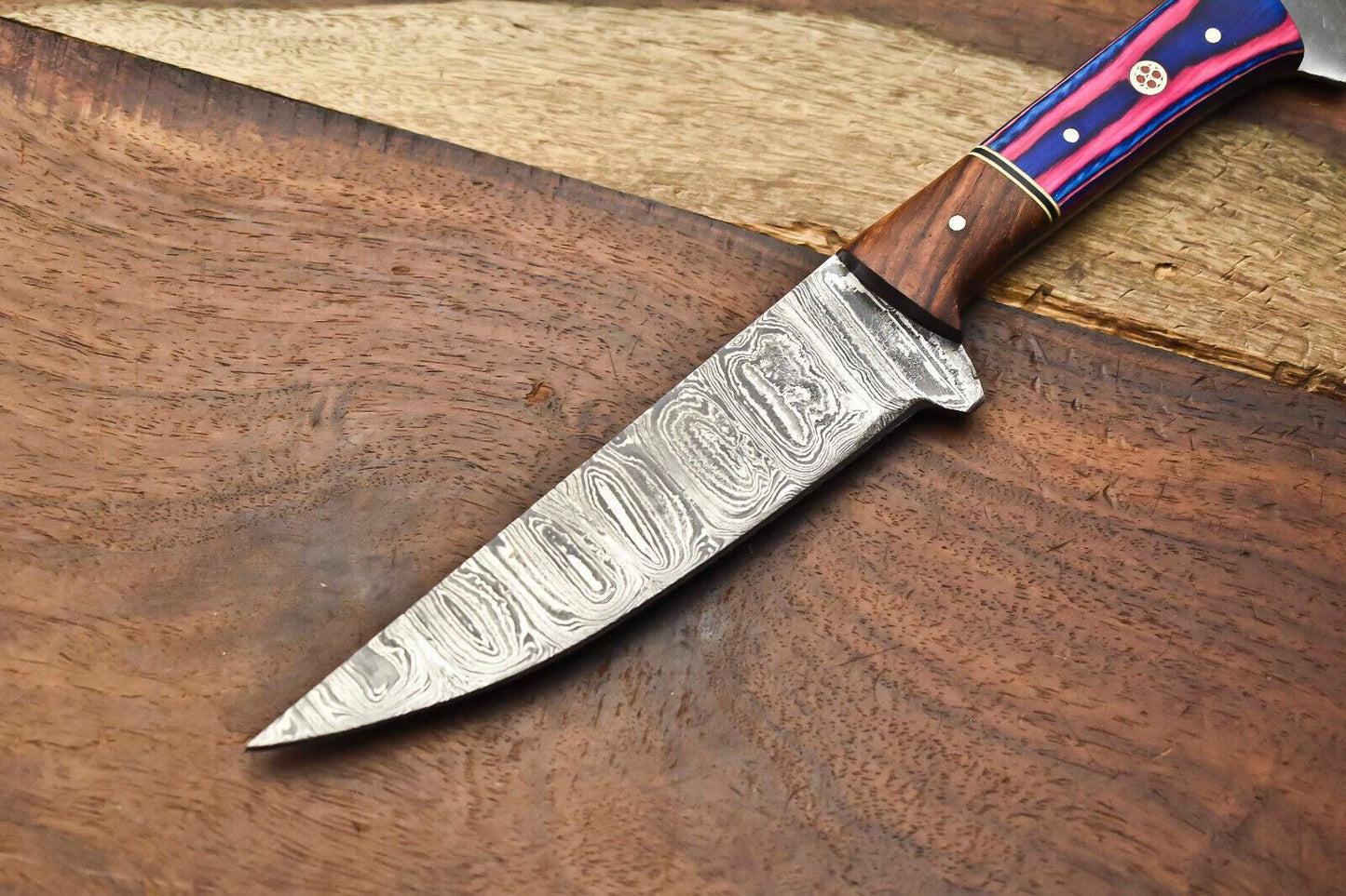 Handmade Chef Knife  Forged Damascus Steel Fillet Knife With Steel Bolster 2
