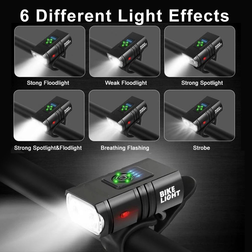 LED Rechargeable Bicycle Light, Aluminum Alloy Torch, Flashlight Headlight for Mountain Cycling, Beam Bike Accessories
