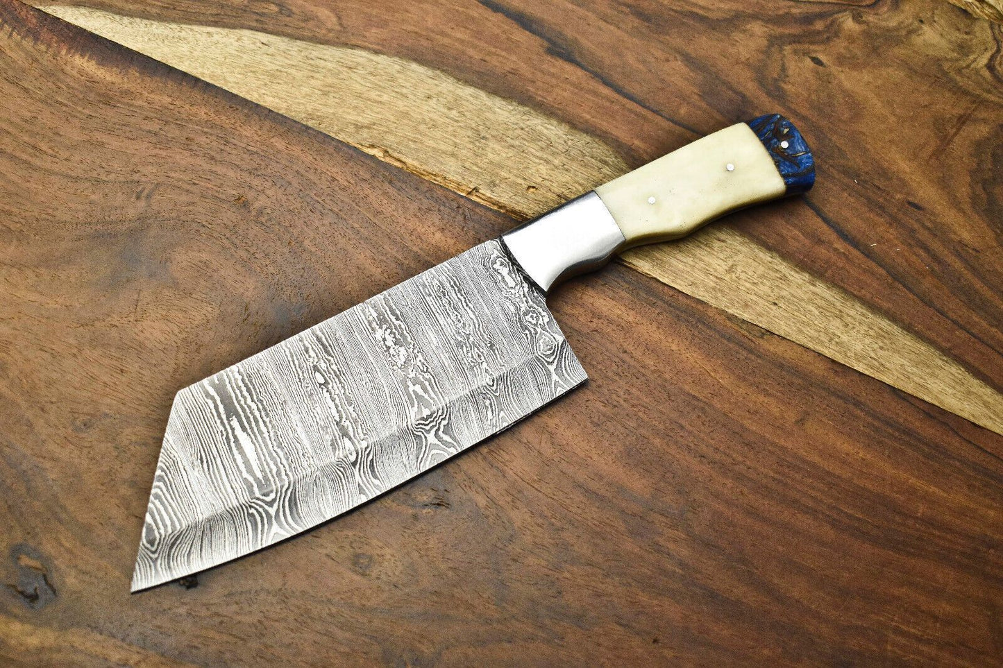 Custom Forged Damascus Fillet Knife | Full Tang 12" Chef Knife for Kitchen or Fishing