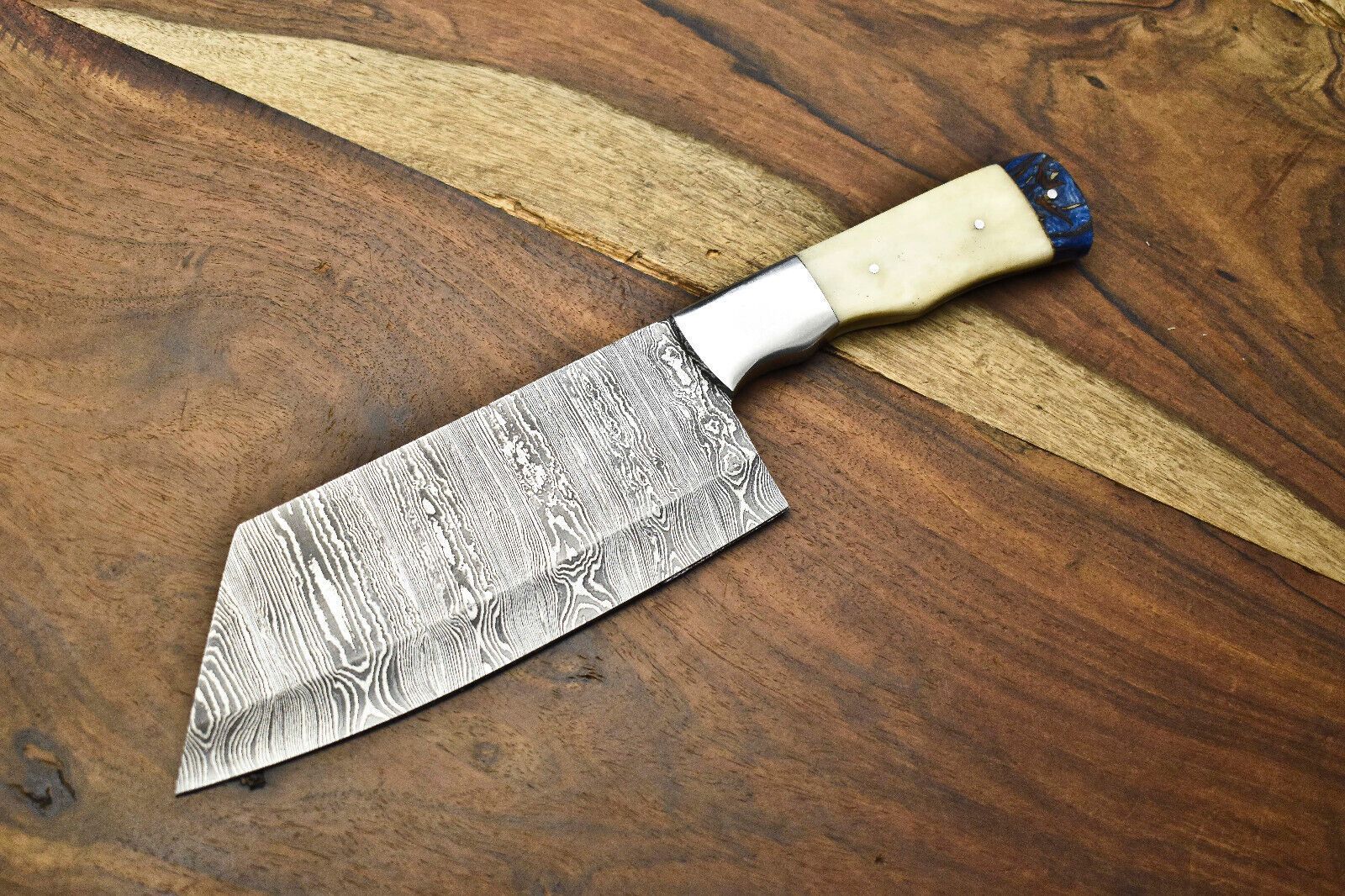 Custom Forged Damascus Fillet Knife | Full Tang 12" Chef Knife for Kitchen or Fishing