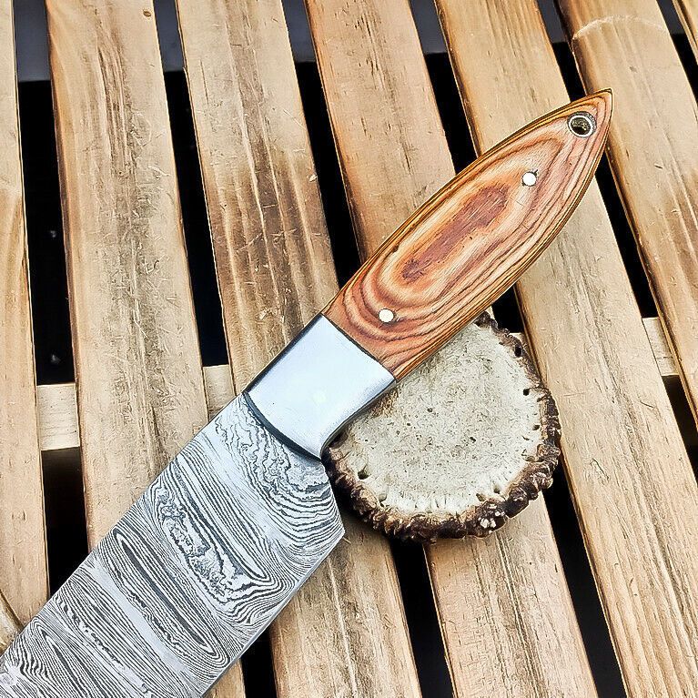 Handmade Damascus Steel Fillet Knife  Custom Forged Chef Knife With Wooden Handle 2