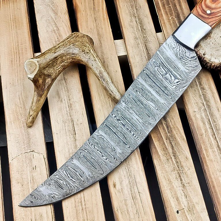 Handmade Damascus Steel Fillet Knife  Custom Forged Chef Knife With Wooden Handle 3