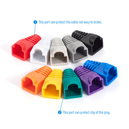 Ethernet Network Cable Connector Plug Cover, Mixed Color Strain Relief Boots
