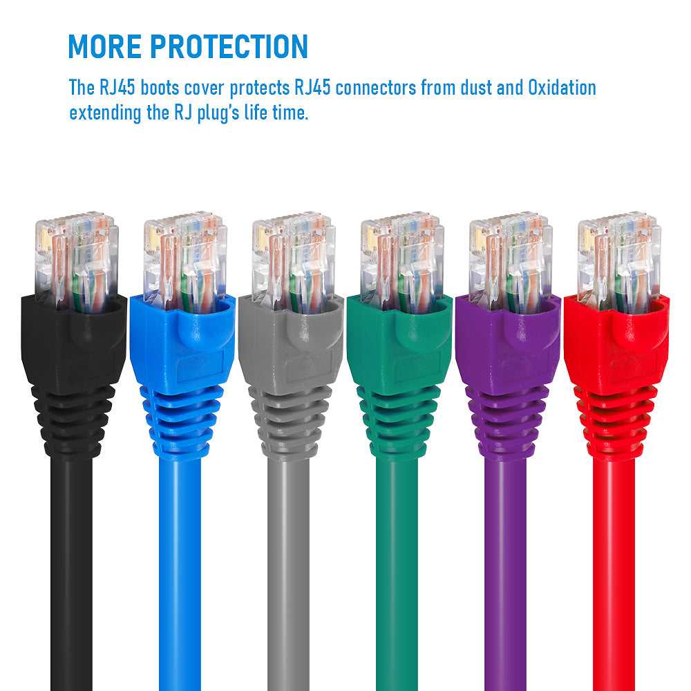 Ethernet Network Cable Connector Plug Cover, Mixed Color Strain Relief Boots