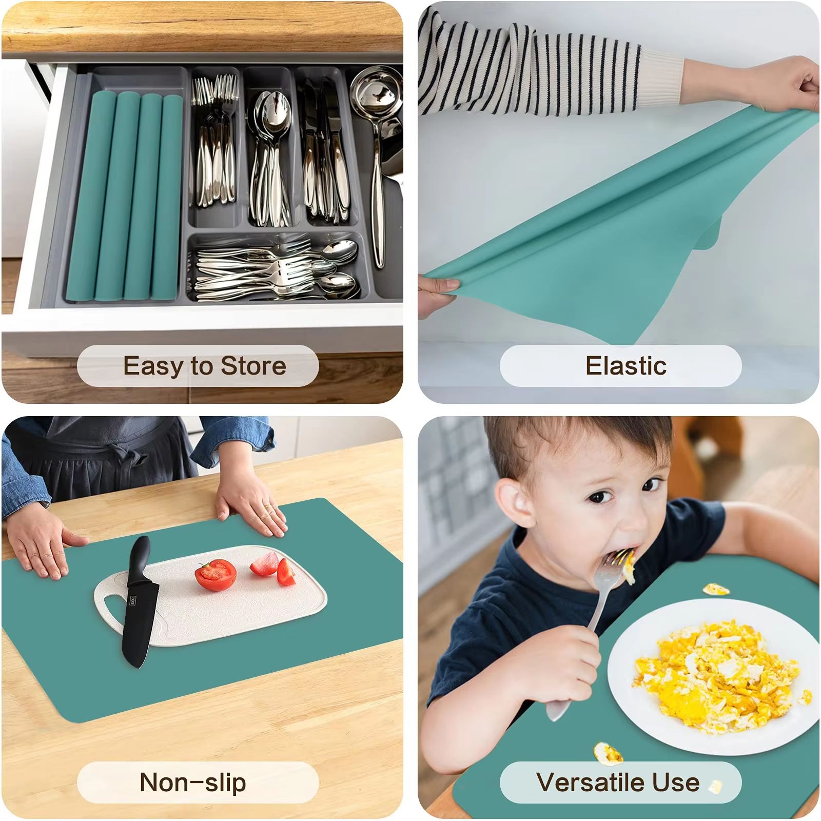 Oversized Food Grade Silicone Waterproof Placemat  Heat Insulation  AntiSkidding Table Mat For Kitc 4