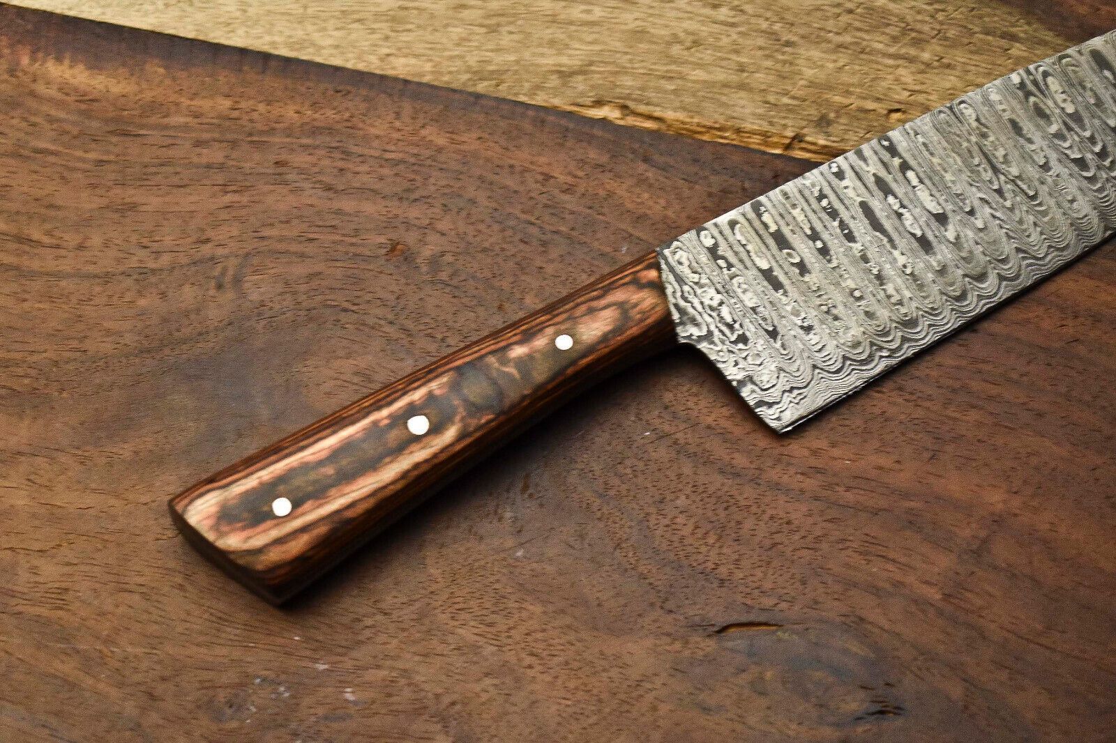 Damascus Steel Kitchen Knife  Hand Forged Fillet Blade With Steel Bolster Grip 1