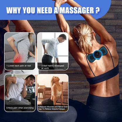 Mini Electric Neck Massager, Cervical Back Vertebra Massage Patch EMS, 8 Modes Neck Massage Device Muscle Relaxation