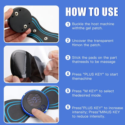 Mini Electric Neck Massager, Cervical Back Vertebra Massage Patch EMS, 8 Modes Neck Massage Device Muscle Relaxation