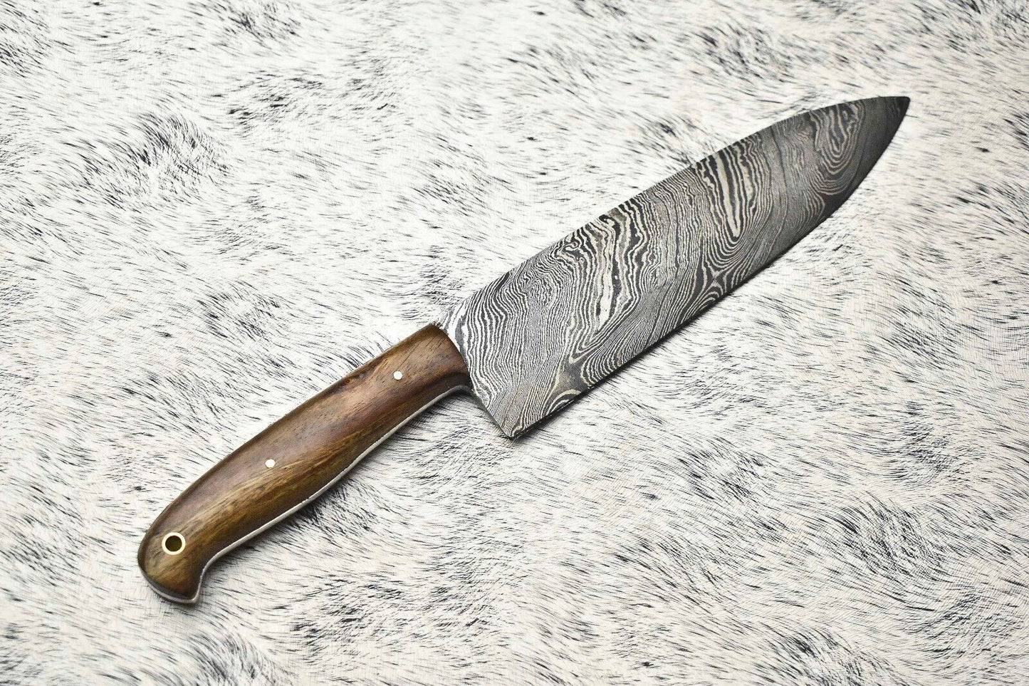 Damascus Fillet Knife  Handmade Chef Knife With Stunning Blade Pattern 3